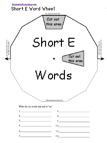 Search result: 'Short E Word Wheel  - Top: Printable Worksheet'