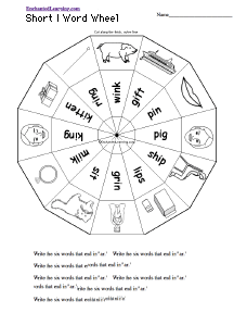 Search result: 'Short I Word Wheel  - Bottom: Printable Worksheet'