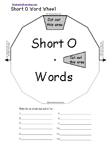 Search result: 'Short o Word Wheel  - Top: Printable Worksheet'