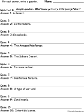 Search result: 'Biome-Related Words: Write a Question for Each Answer'