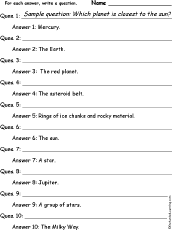 Search result: 'Space Words: Write a Question for Each Answer'
